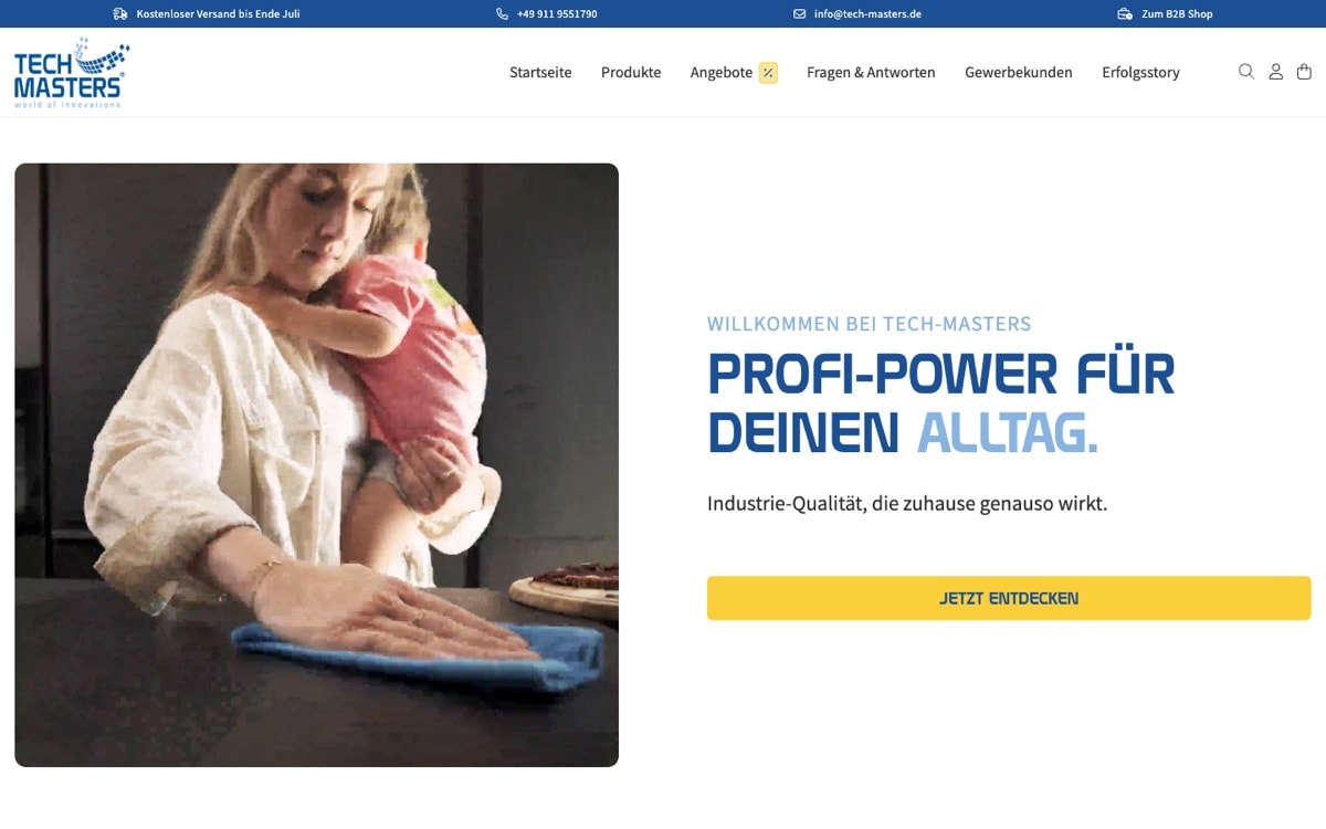 Shopify-Onlineshop tech-masters-shop.de, umgesetzt von fourplex