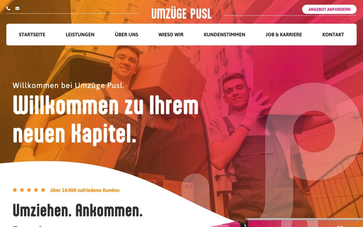 Website von Umzüge Pusl aus Nürnberg, umgesetzt von fourplex